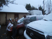 Timothy being funny with Mom after light January Snowfall