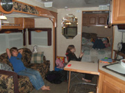 Inside our Trailer at Twin Rivers Campout