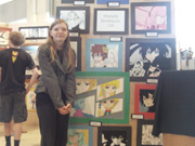 Michelle with her professional quality Anime Art at School Art Show